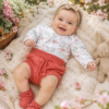conjunto de short y zapatitos, tejidos a mano con hilo de algodón, mas batita de algodón conjunto de short y zapatitos, tejidos a mano con hilo de algodón, mas batita de algodón