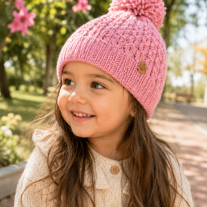 gorro ochitos tejido a mano con lana hipoalergénica