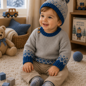 conjunto de sweáter con guarda y gorro pintitas conjunto de sweáter con guarda y gorro pintitas