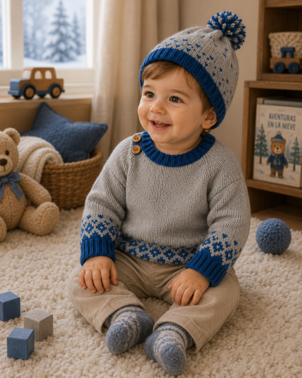 conjunto de sweáter con guarda y gorro pintitas conjunto de sweáter con guarda y gorro pintitas