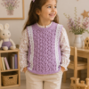 chaleco vintage calado rosa pastel