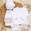 ajuar picot de 5 prendas – algodón blanco con detalles beige ajuar picot de 5 prendas – algodón blanco con detalles beige