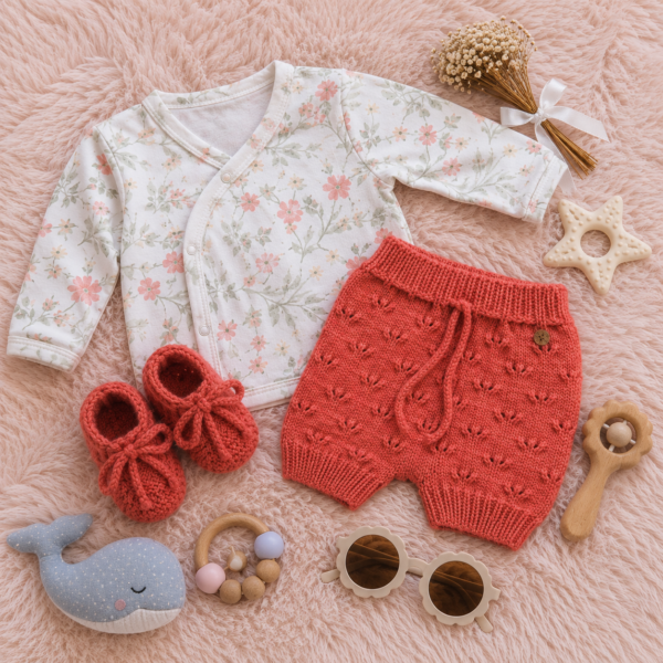 conjunto de short y zapatitos, tejidos a mano con hilo de algodón, mas batita de algodón conjunto de short y zapatitos, tejidos a mano con hilo de algodón, mas batita de algodón