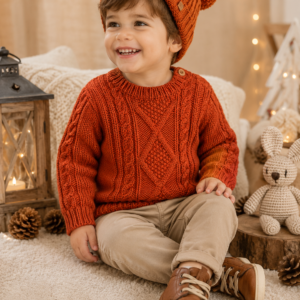 sweáter rombos más gorro ochos ladrillo