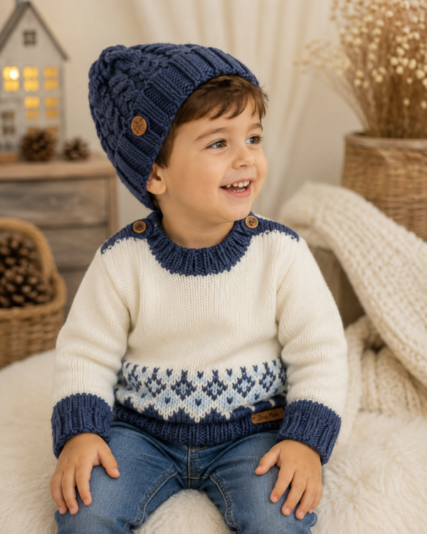 sweáter con guarda y gorro ochos